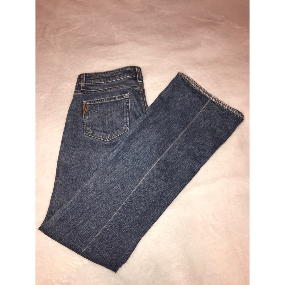 PAIGE Women's Boot Cut Jeans in Mid Blue Wash